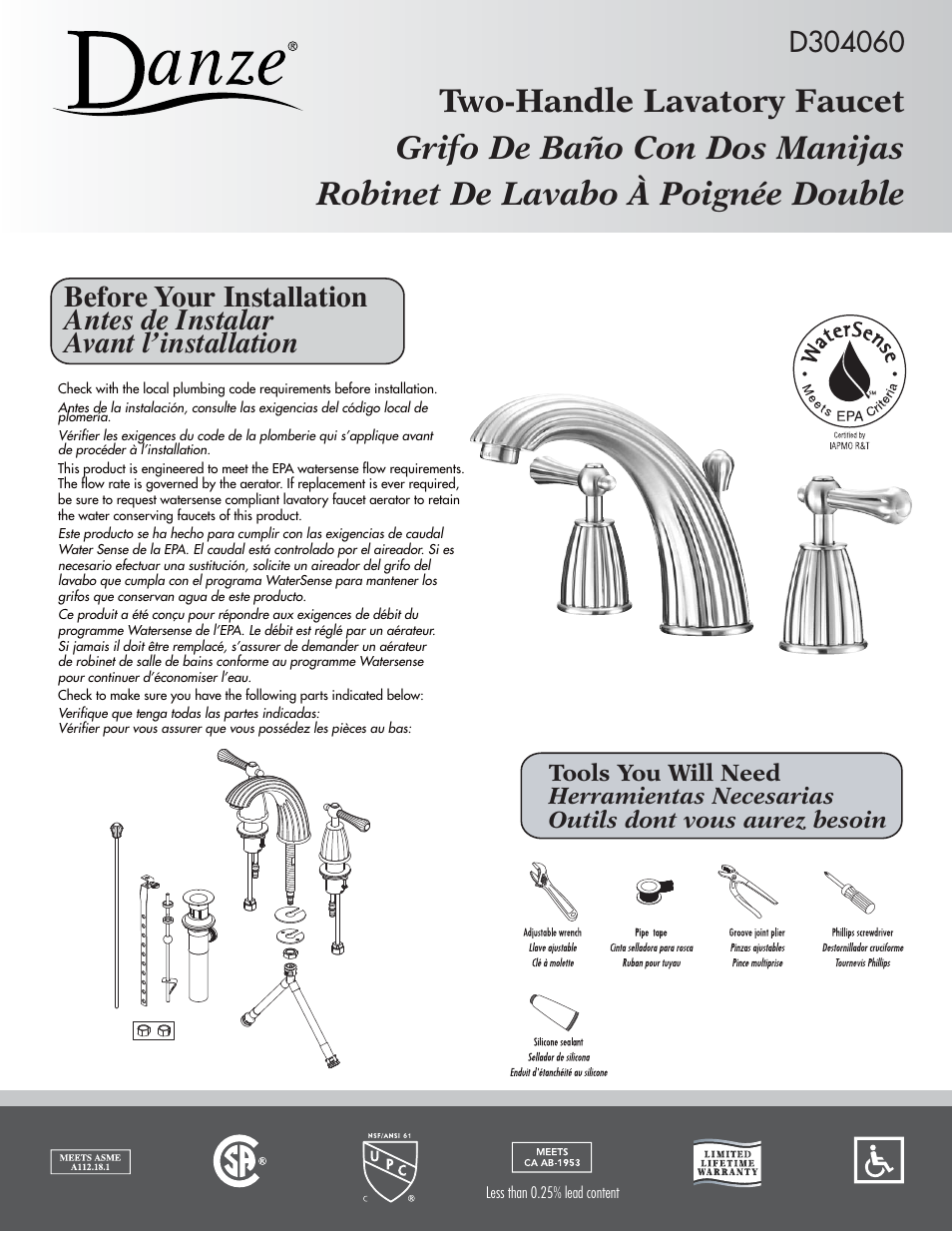 Danze D304060 - Installation Manual User Manual | 7 pages