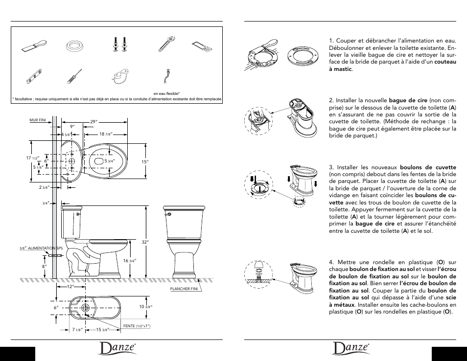 Instructions d’installation, Dimensions du produit outils requis | Danze DC013330-DC012323 - Installation Manual User Manual | Page 11 / 13