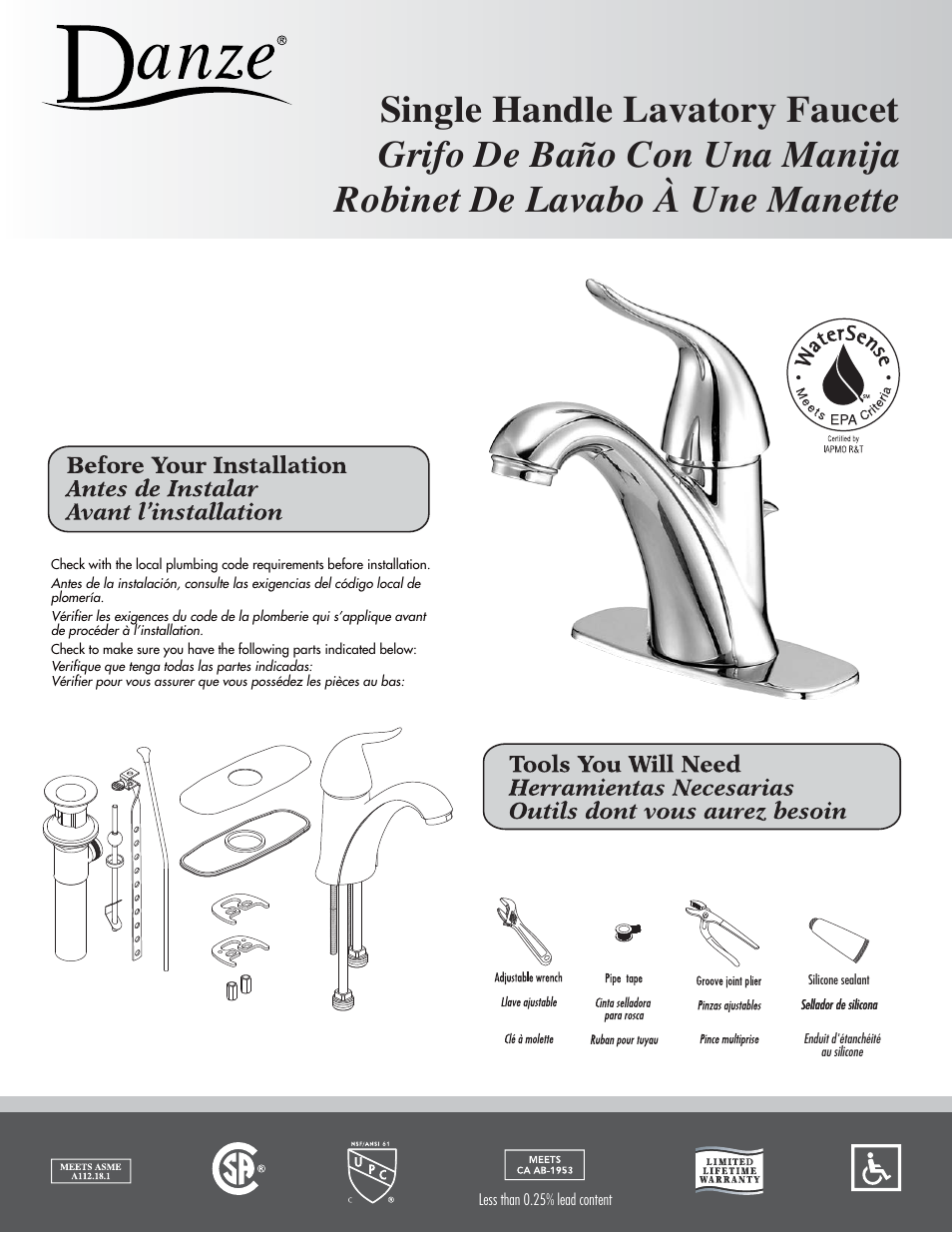 Danze D225521 - Installation Manual User Manual | 4 pages