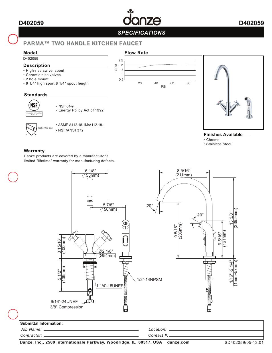 Danze D402059 User Manual | 1 page