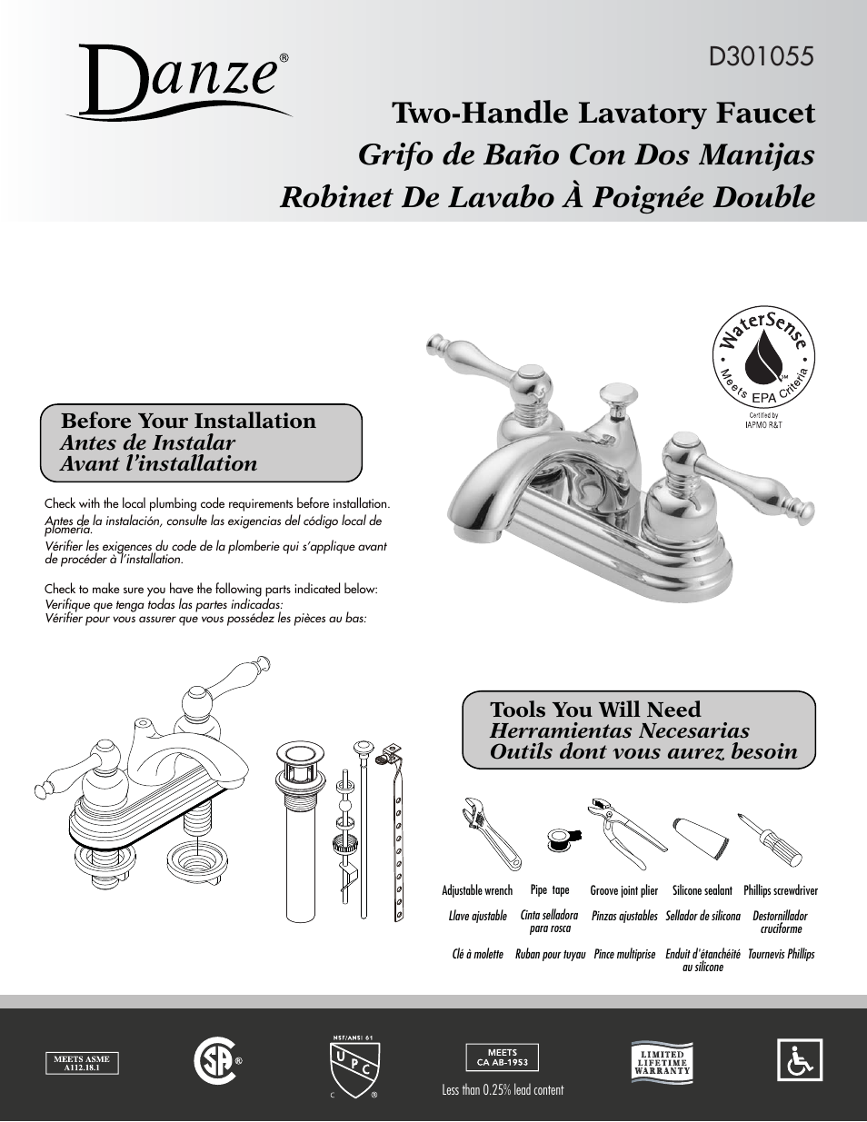 Danze D301055 - Installation Manual User Manual | 4 pages