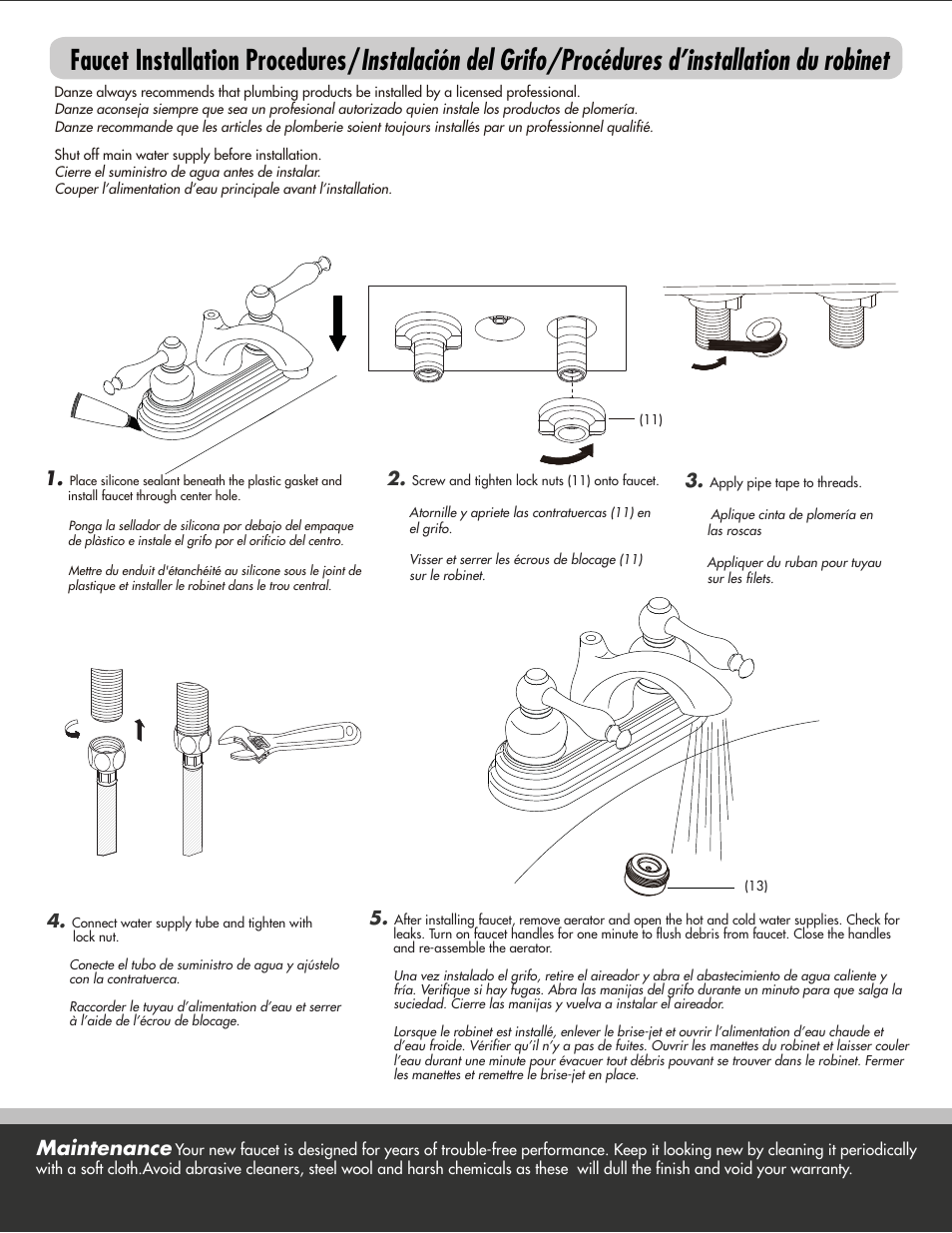 Maintenance | Danze D301055 - Installation Manual User Manual | Page 2 / 4