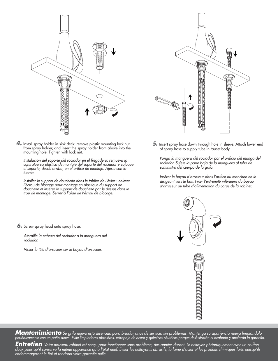 Mantenimiento, Entretien | Danze D401546 - Installation Manual User Manual | Page 5 / 6