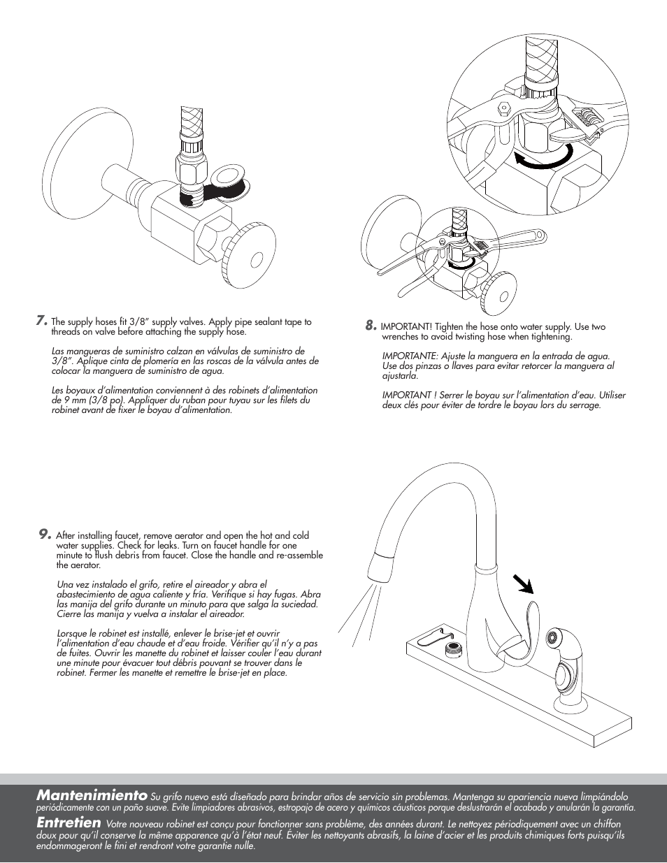 Mantenimiento, Entretien | Danze D401546 - Installation Manual User Manual | Page 6 / 6