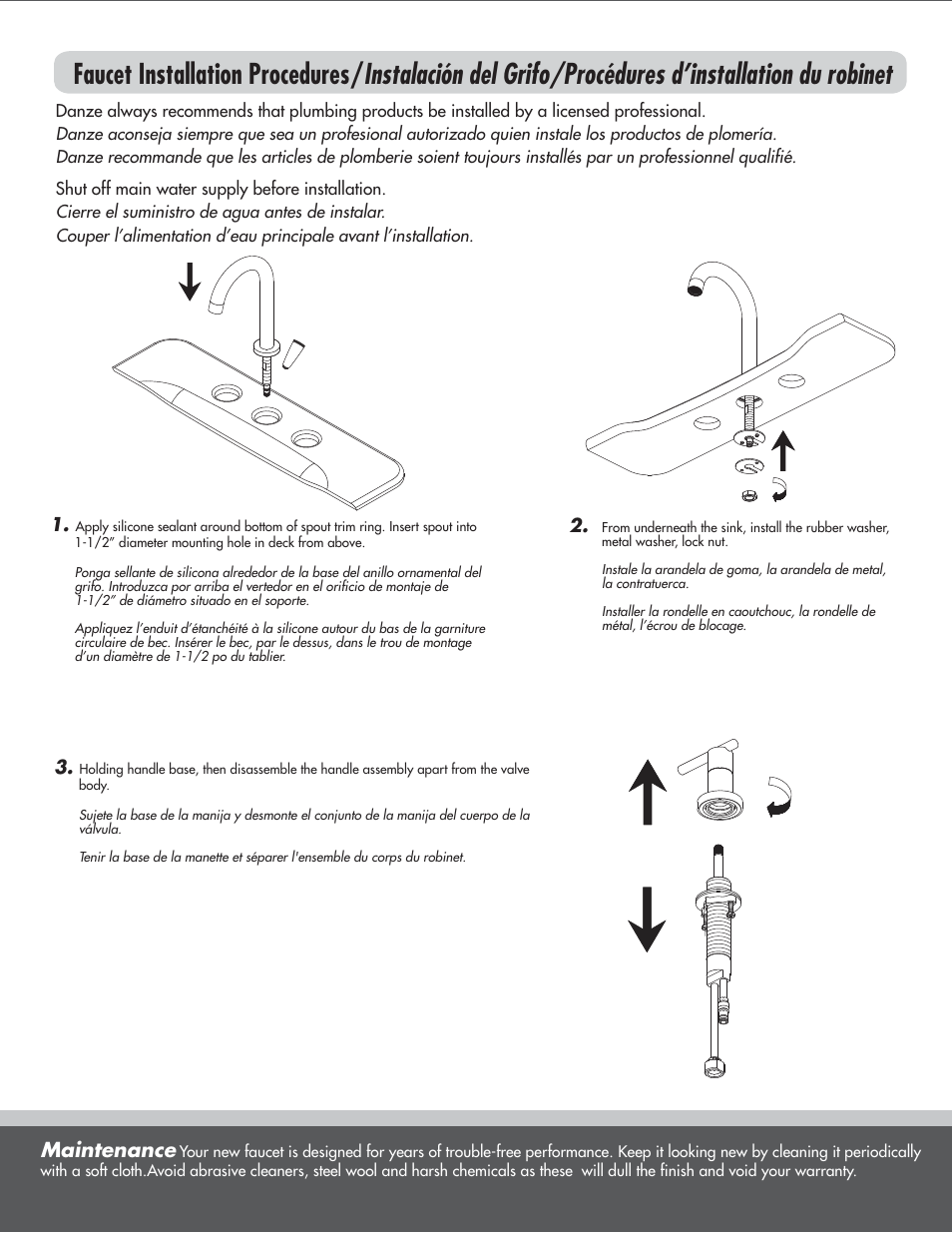Maintenance | Danze D304558 - Installation Manual User Manual | Page 2 / 8
