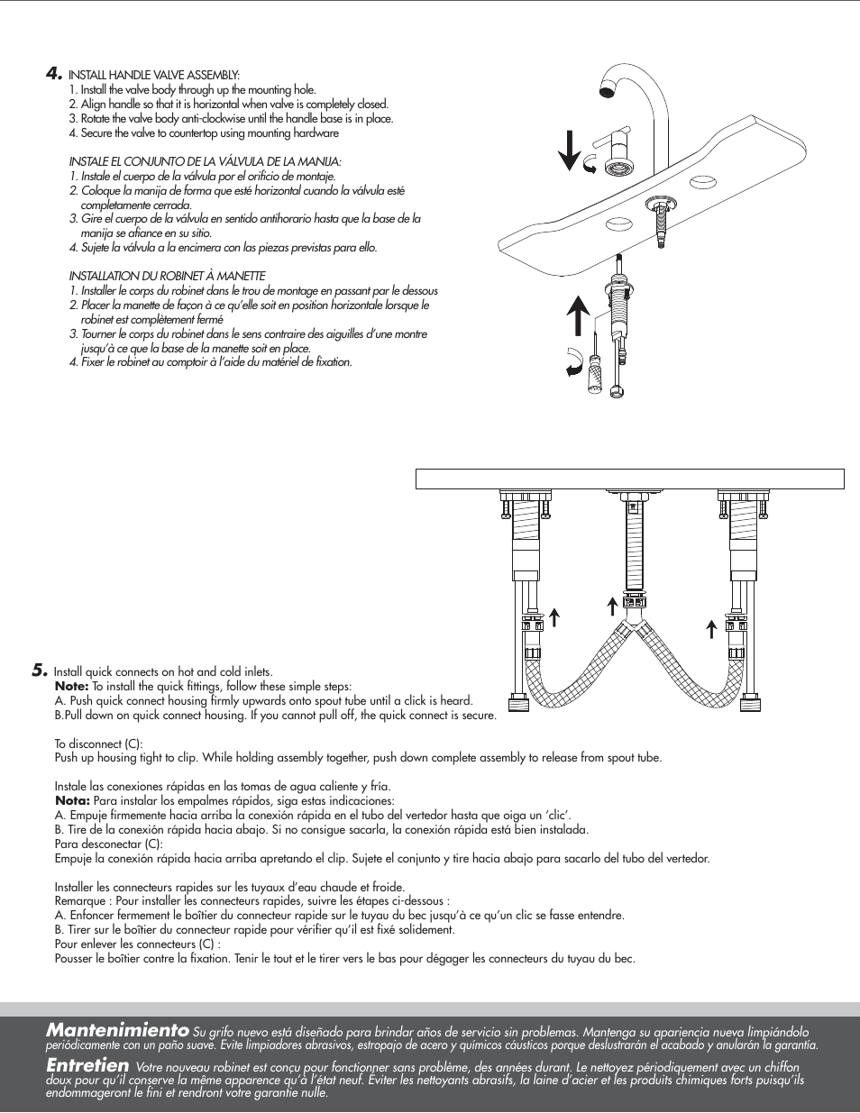 Mantenimiento, Entretien | Danze D304558 - Installation Manual User Manual | Page 3 / 8