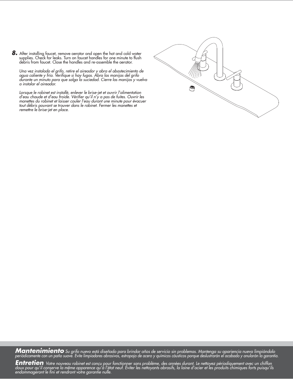 Mantenimiento, Entretien | Danze D304558 - Installation Manual User Manual | Page 5 / 8