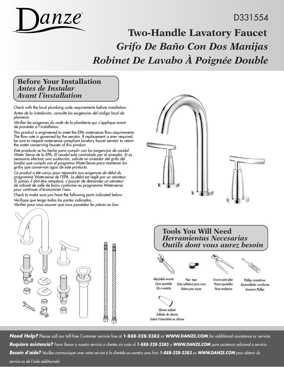 Danze D331554 - Installation Manual User Manual | 7 pages