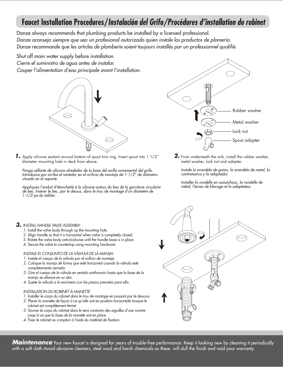Maintenance | Danze D331554 - Installation Manual User Manual | Page 2 / 7