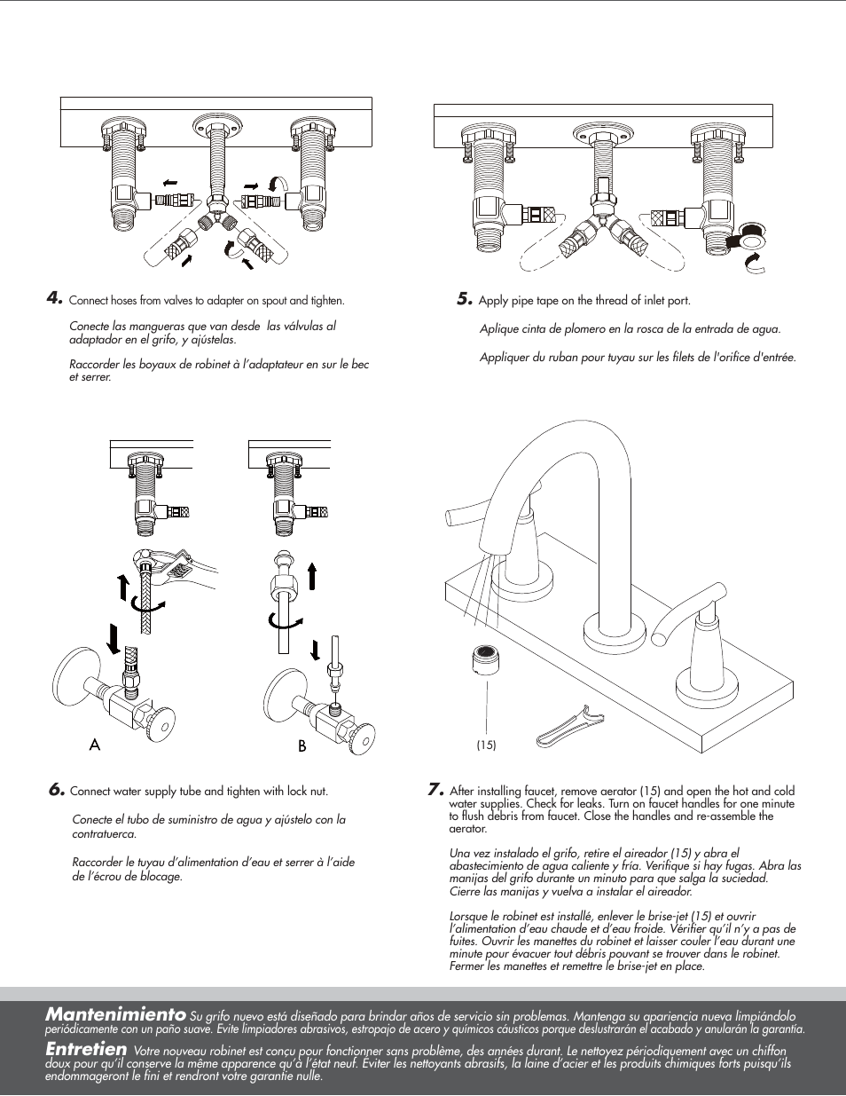 Mantenimiento, Entretien | Danze D331554 - Installation Manual User Manual | Page 3 / 7