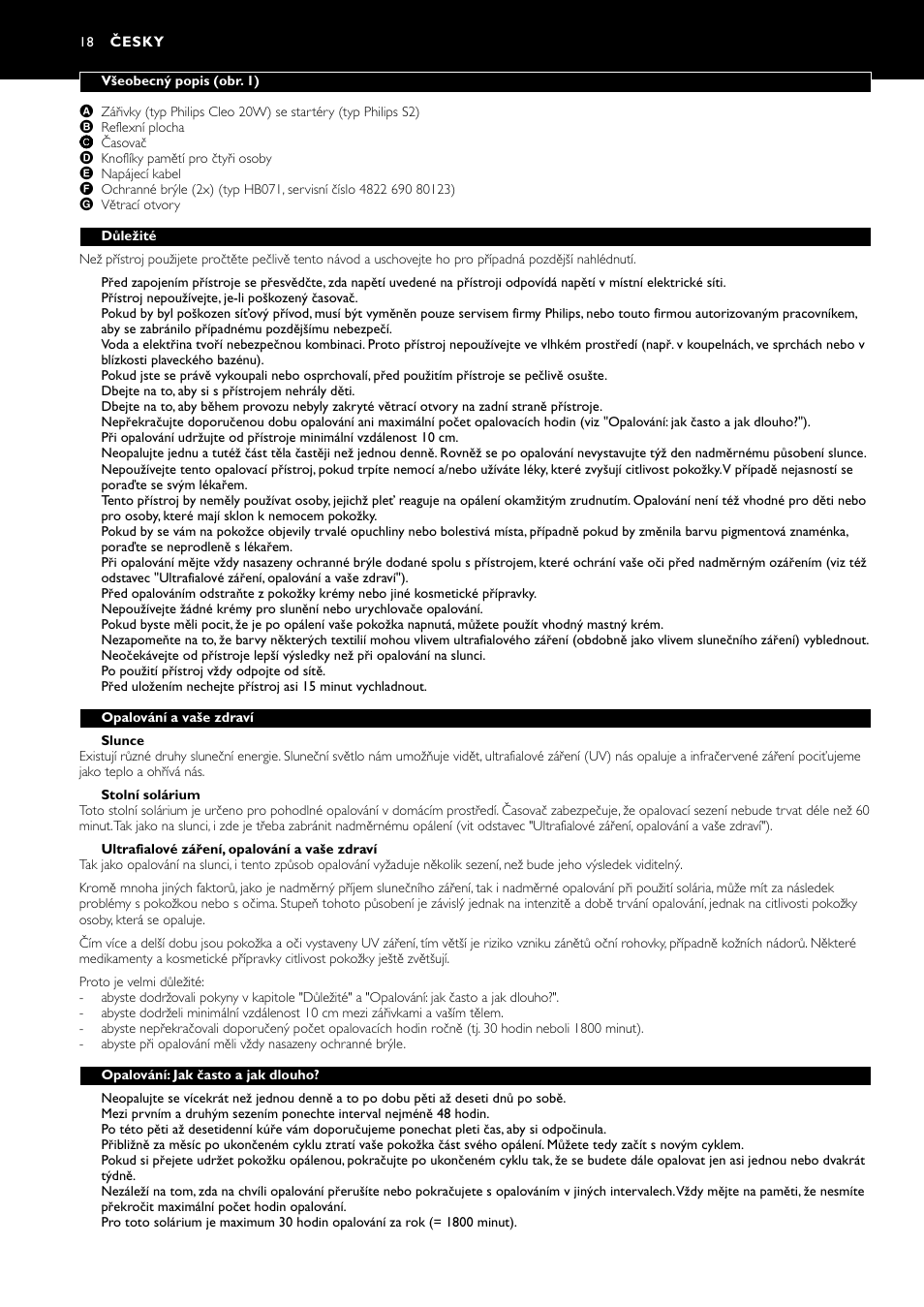 Česky | Philips HB311 User Manual | Page 18 / 54