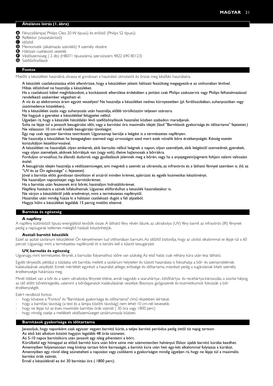 Magyar | Philips HB311 User Manual | Page 21 / 54