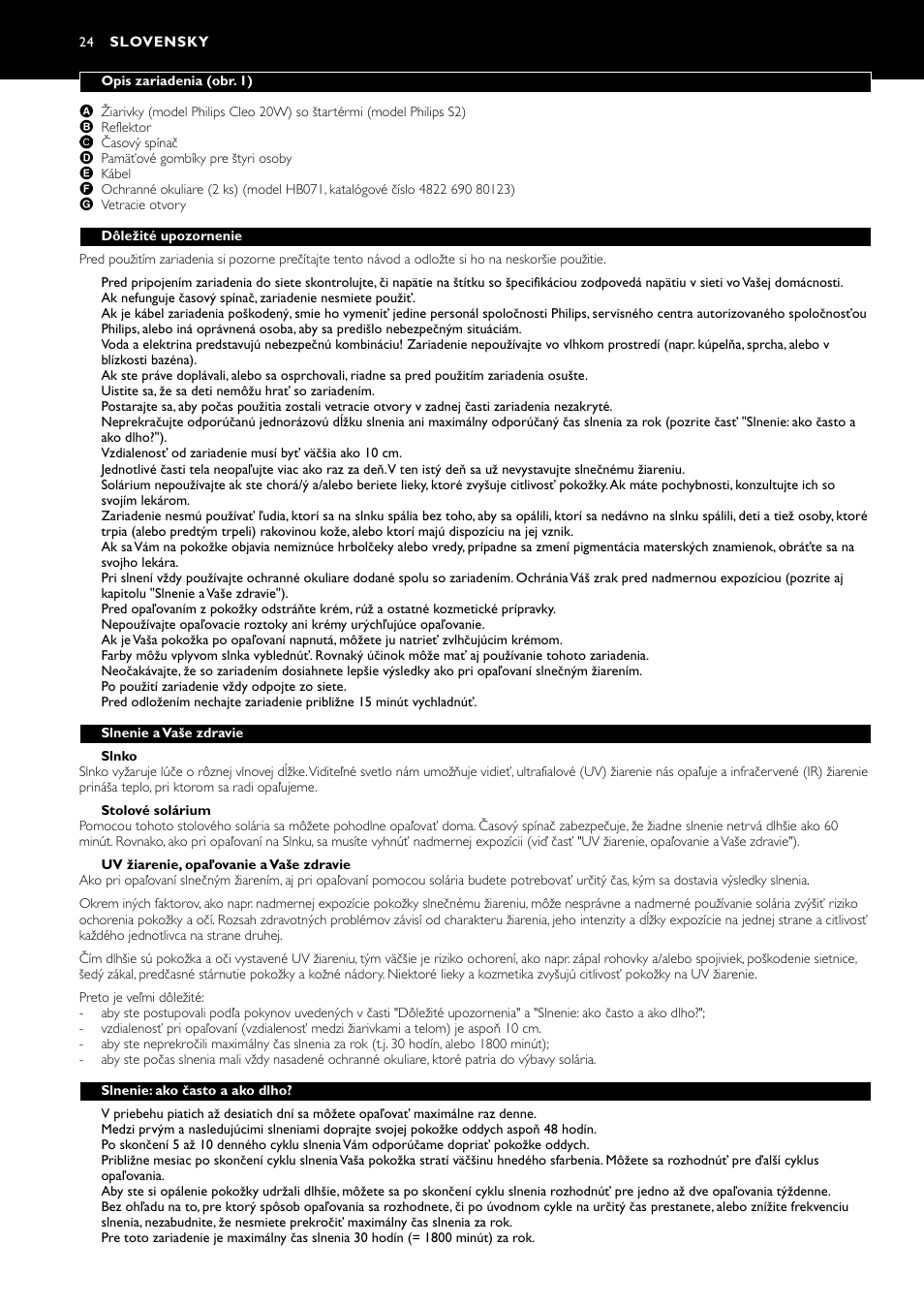 Slovensky | Philips HB311 User Manual | Page 24 / 54