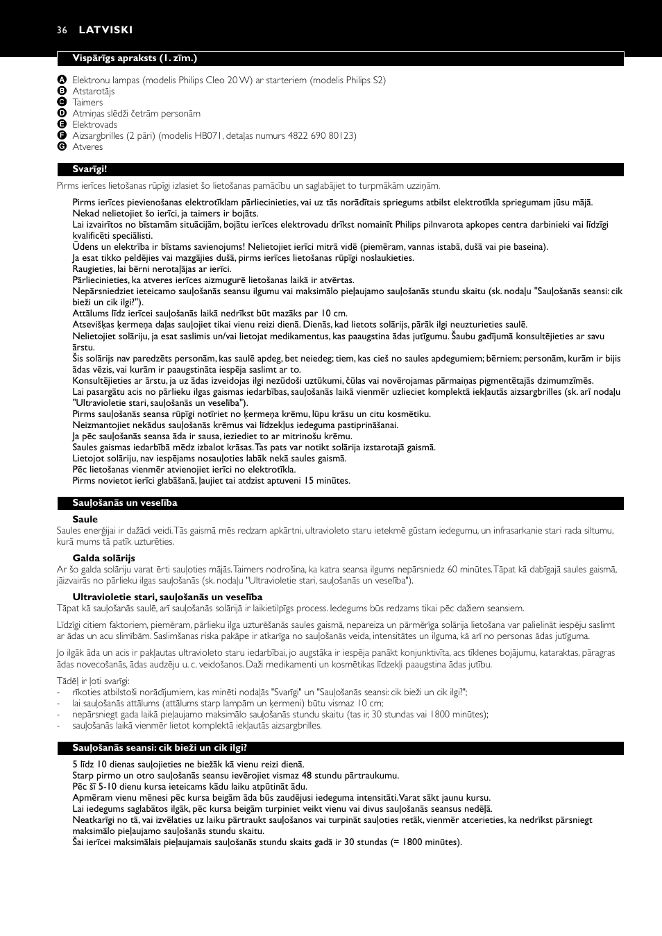 Latviski | Philips HB311 User Manual | Page 36 / 54