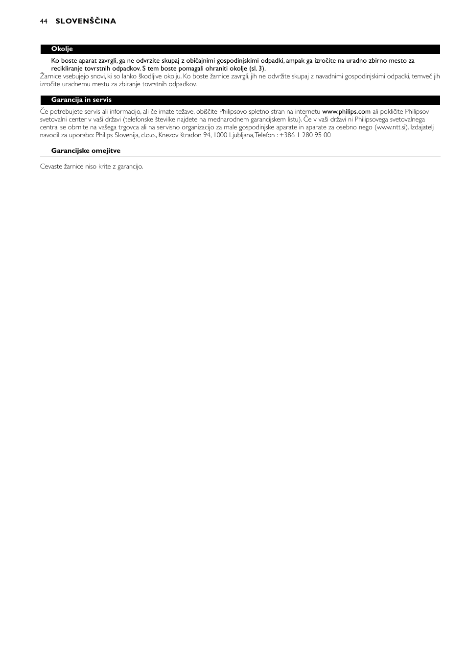 Philips HB311 User Manual | Page 44 / 54