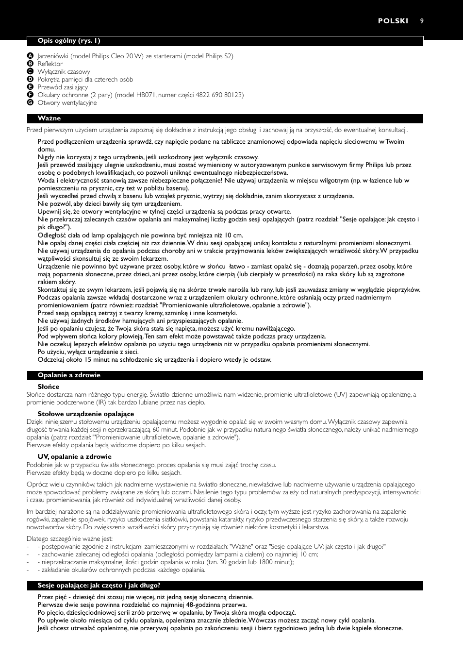 Polski | Philips HB311 User Manual | Page 9 / 54