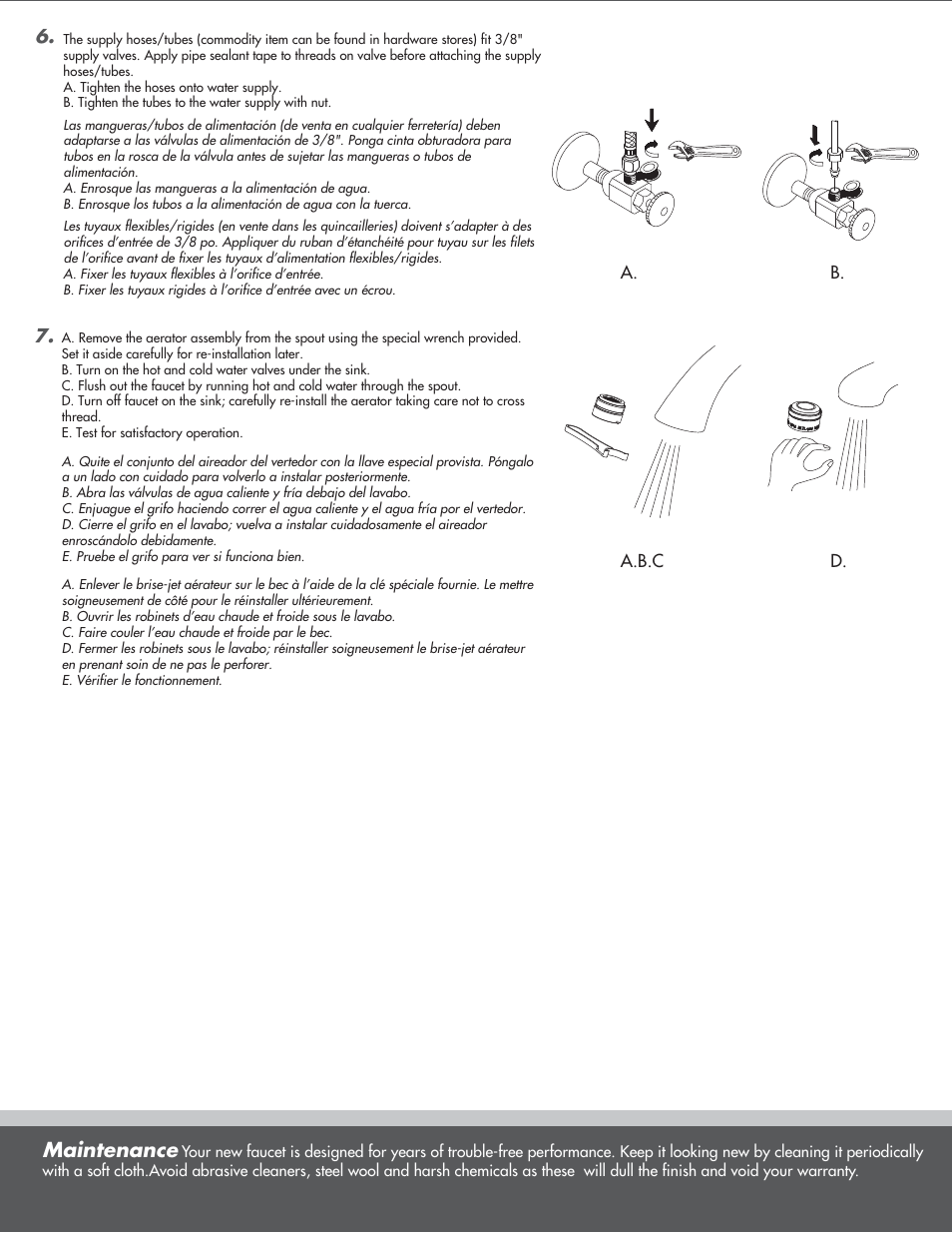 Maintenance | Danze D303040 - Installation Manual User Manual | Page 4 / 7