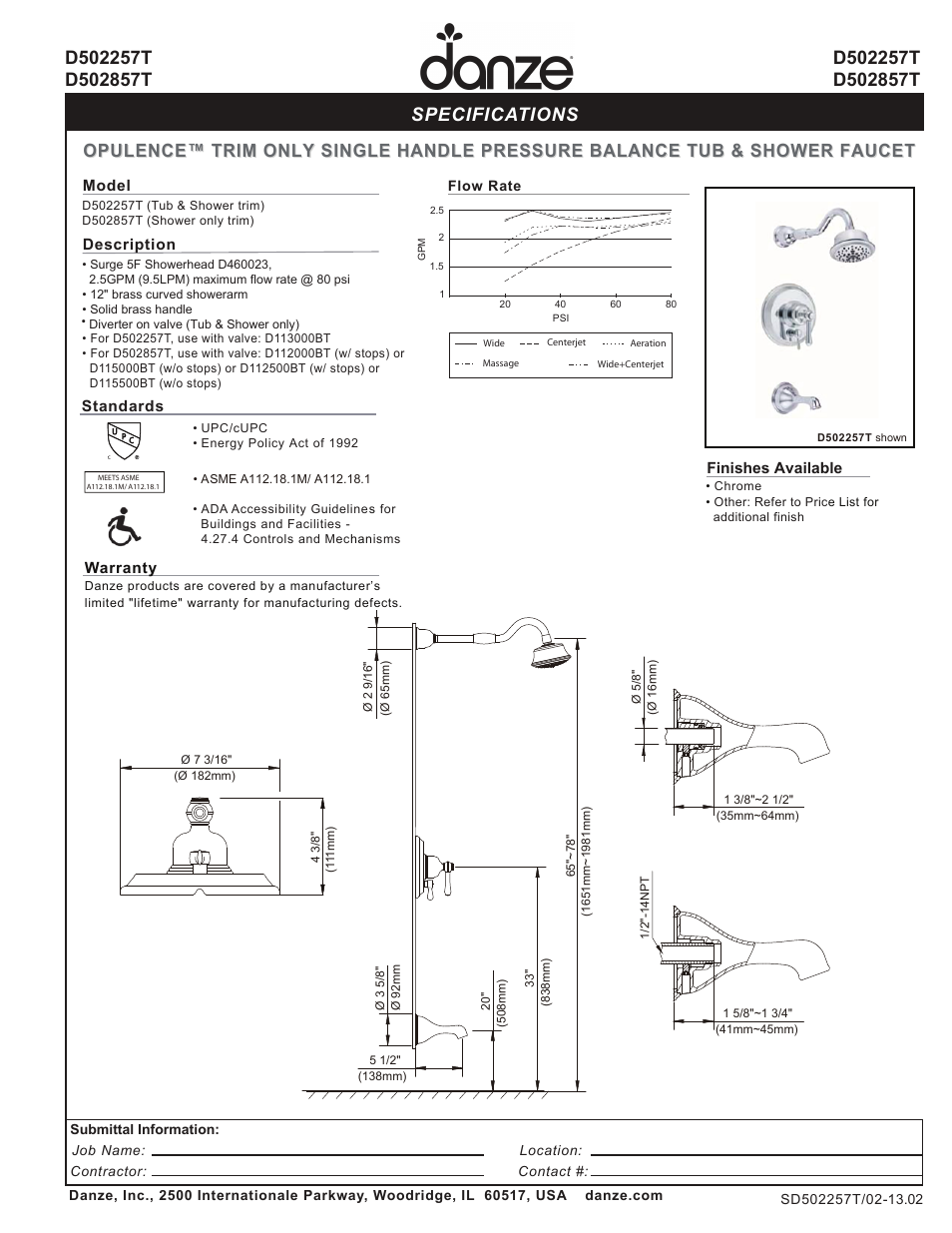 Danze D502857T User Manual | 1 page