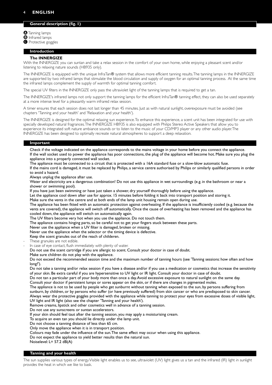 English 4 | Philips HB935 User Manual | Page 4 / 56