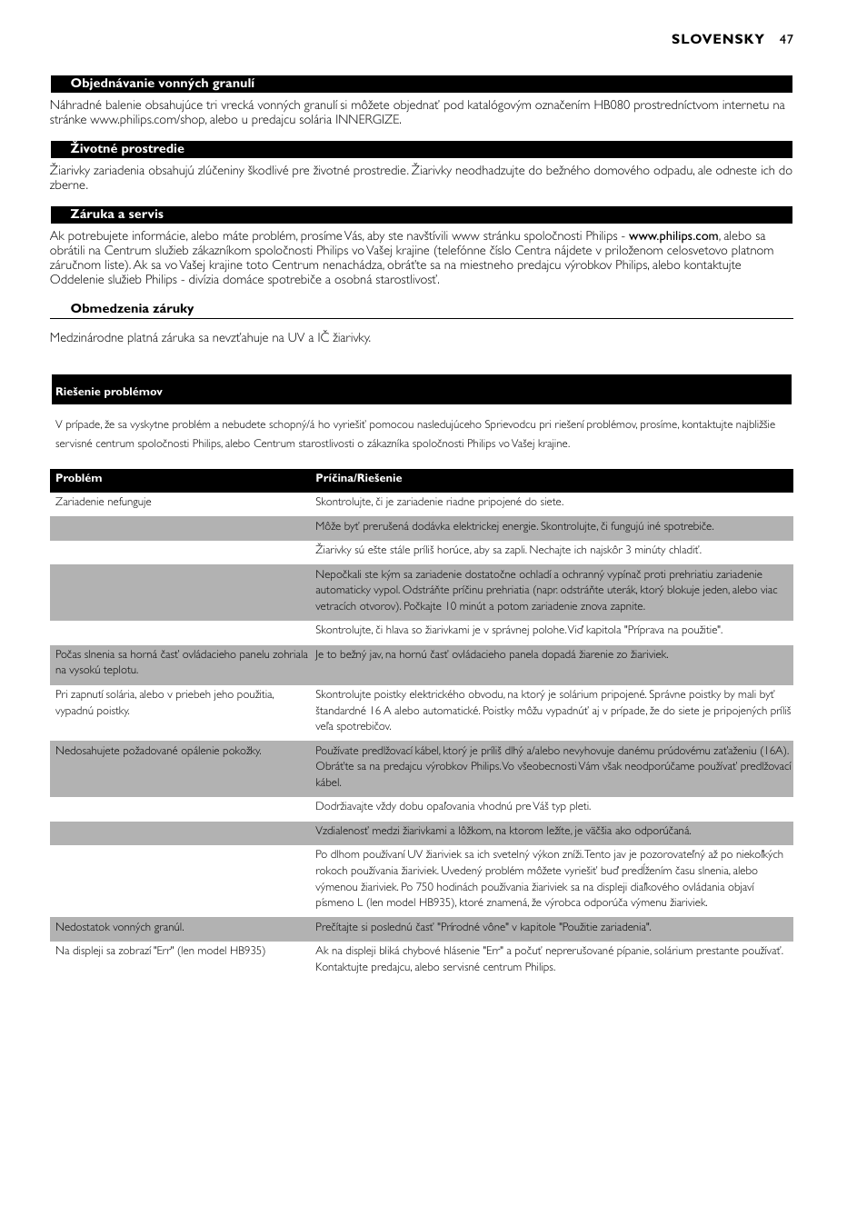 Philips HB935 User Manual | Page 47 / 56