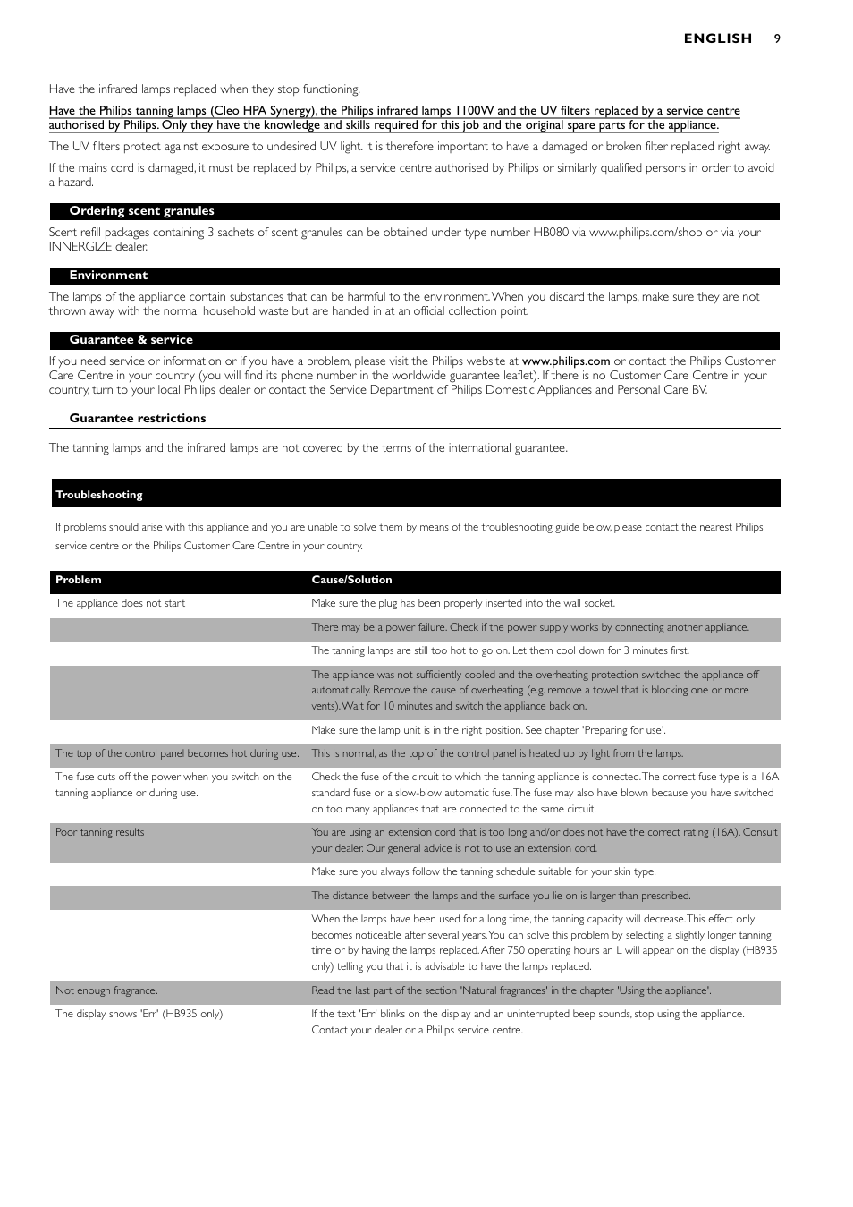 Philips HB935 User Manual | Page 9 / 56