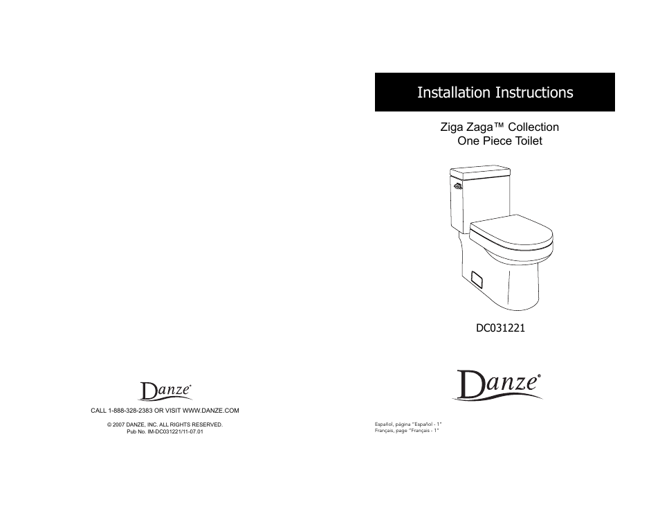 Danze DC031221 - Installation Manual User Manual | 11 pages