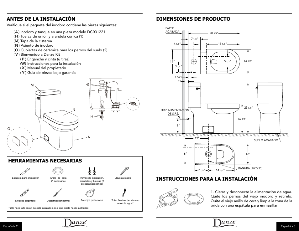 Antes de la instalación, Herramientas necesarias | Danze DC031221 - Installation Manual User Manual | Page 6 / 11