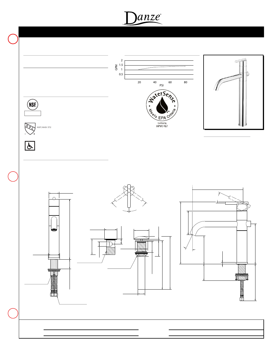 Danze D225058 - Spec Sheets User Manual | 1 page