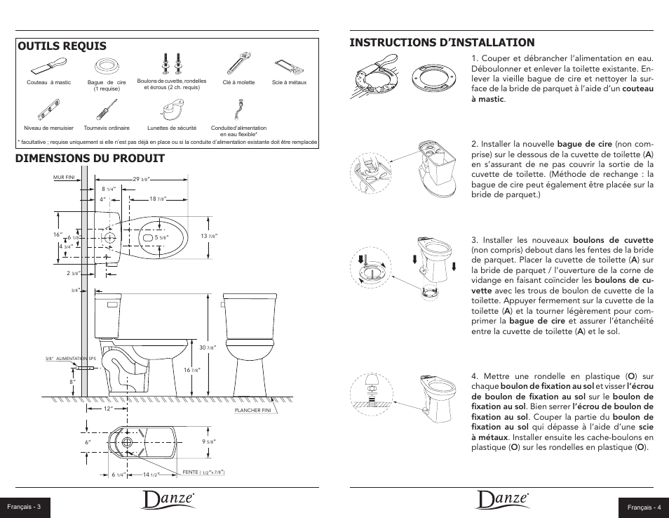 Instructions d’installation, Dimensions du produit outils requis | Danze DC063330-DC062321 - Installation Manual User Manual | Page 11 / 13