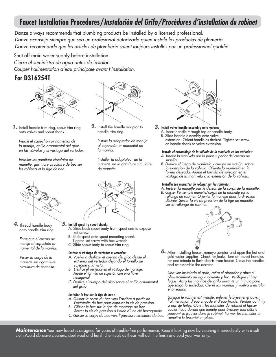 Danze D316254 - Installation Manual User Manual | Page 2 / 6