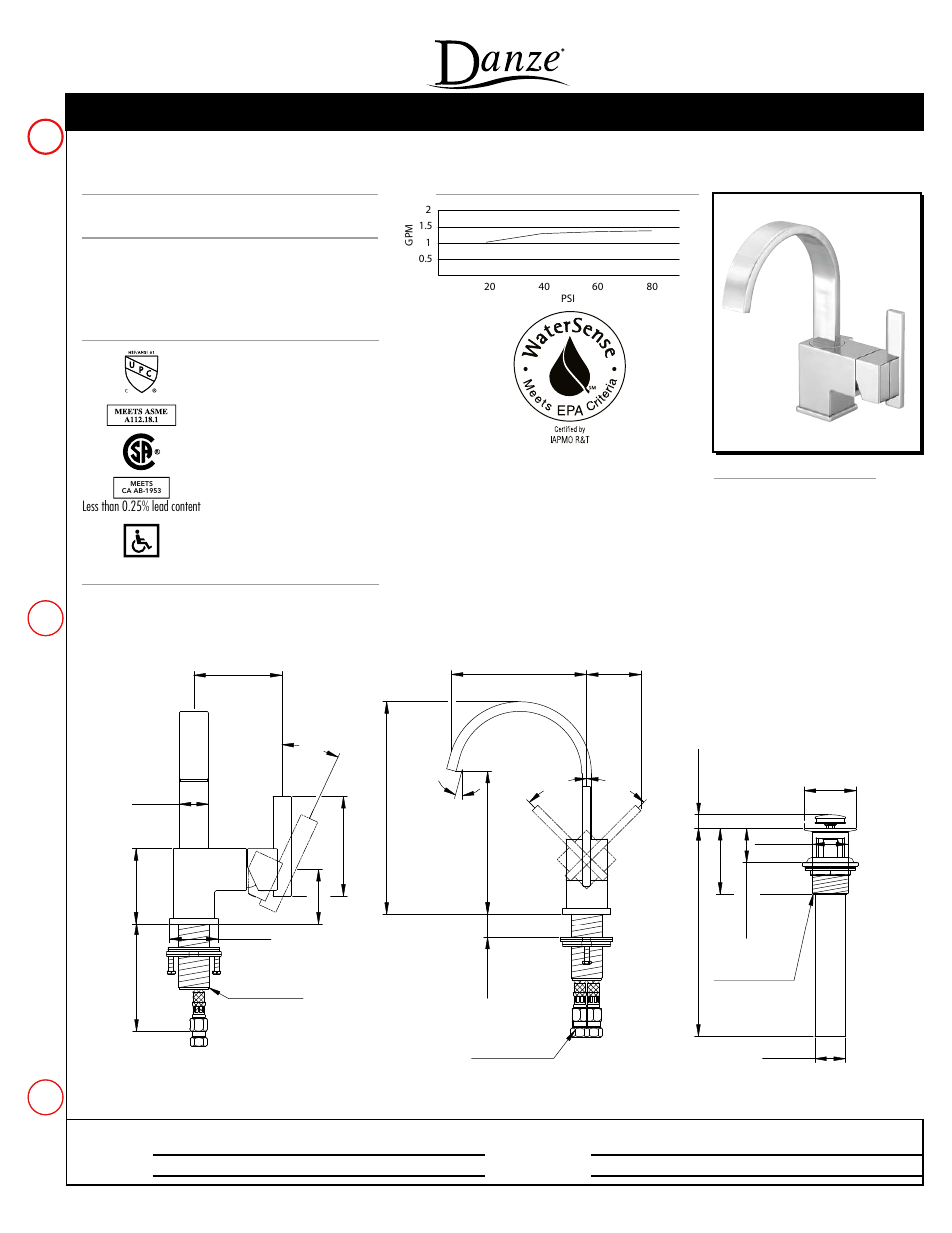 Danze D221544 - Spec Sheets User Manual | 1 page