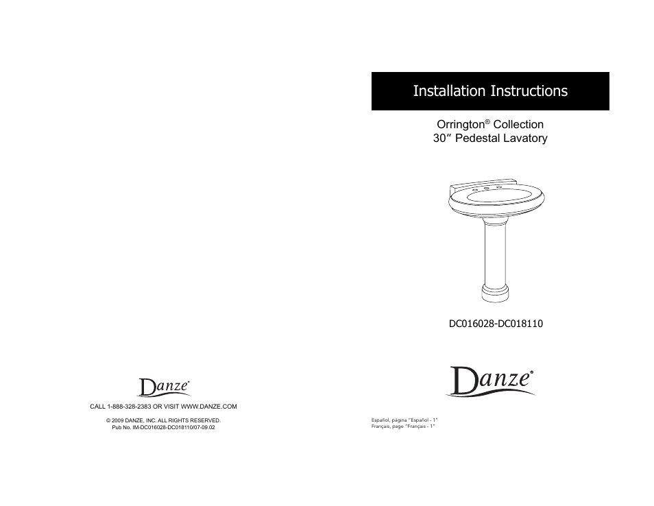 Danze DC018110 - Installation Manual User Manual | 14 pages