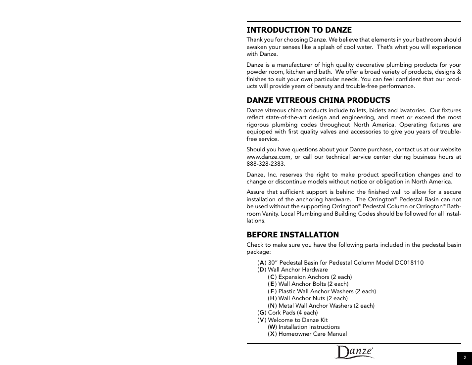 Danze DC018110 - Installation Manual User Manual | Page 2 / 14