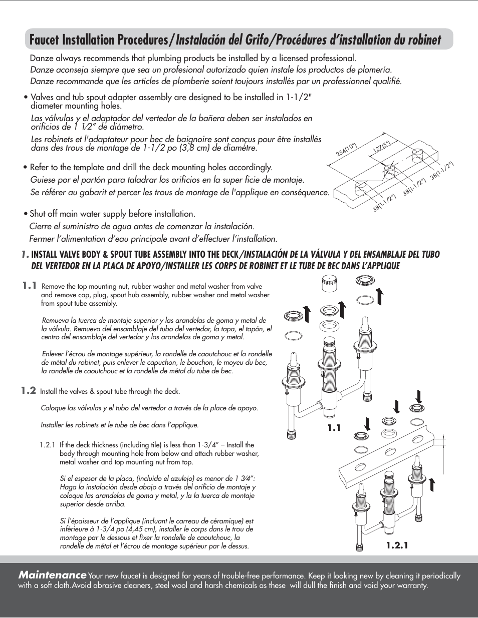 Maintenance | Danze D210000BT - Installation Manual User Manual | Page 2 / 5