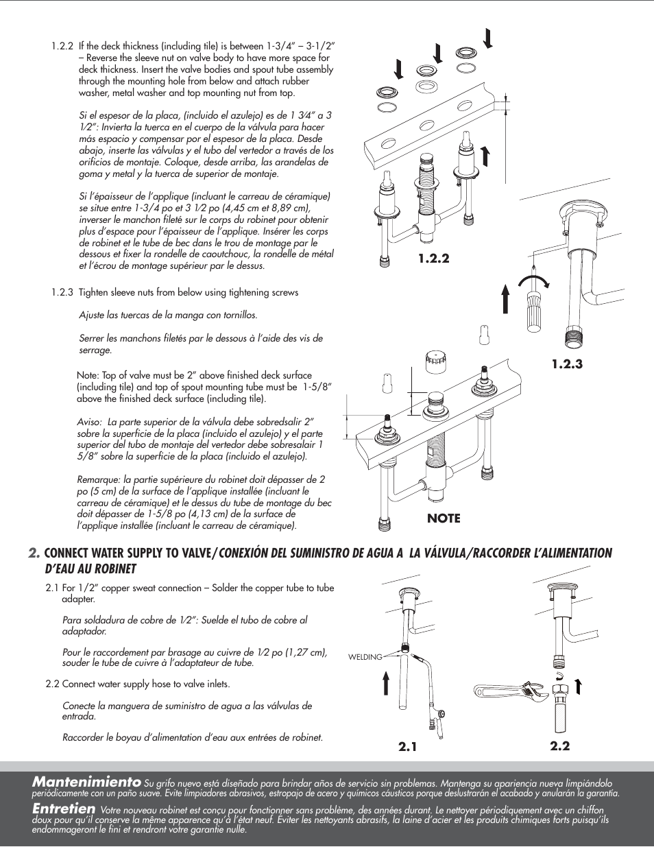 Mantenimiento, Entretien | Danze D210000BT - Installation Manual User Manual | Page 3 / 5