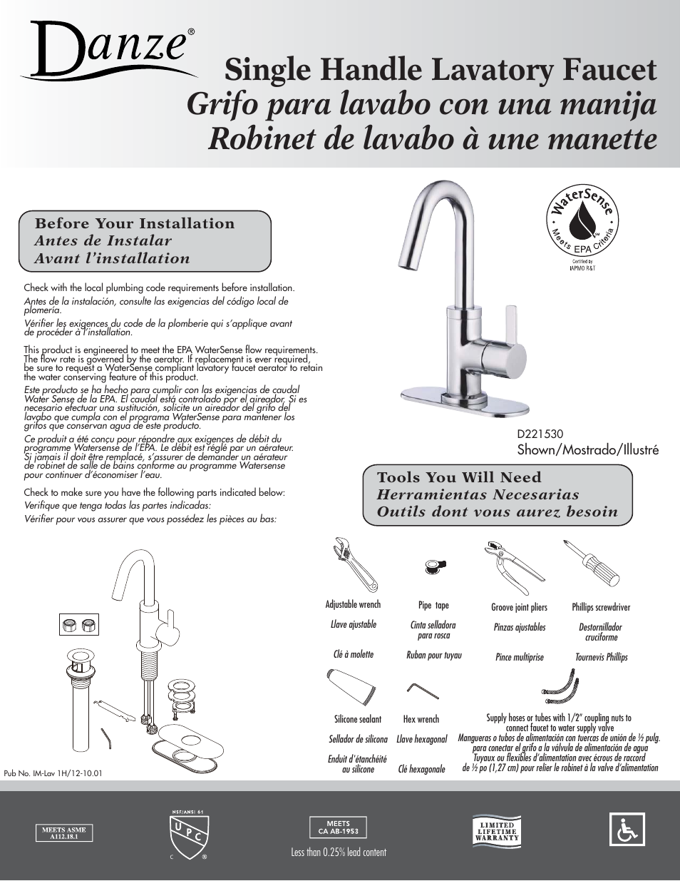 Danze D221530 - Installation Manual User Manual | 4 pages
