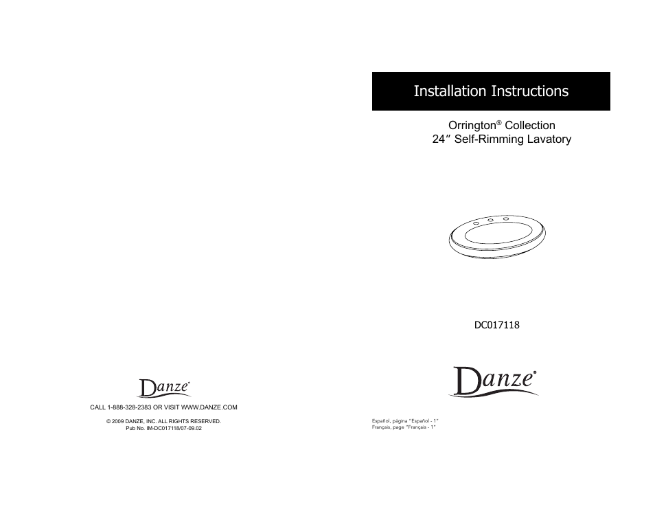 Danze DC017118 - Installation Manual User Manual | 10 pages