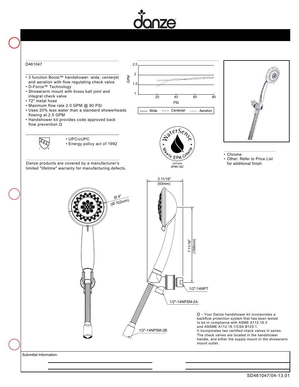 Danze D461047 User Manual | 1 page