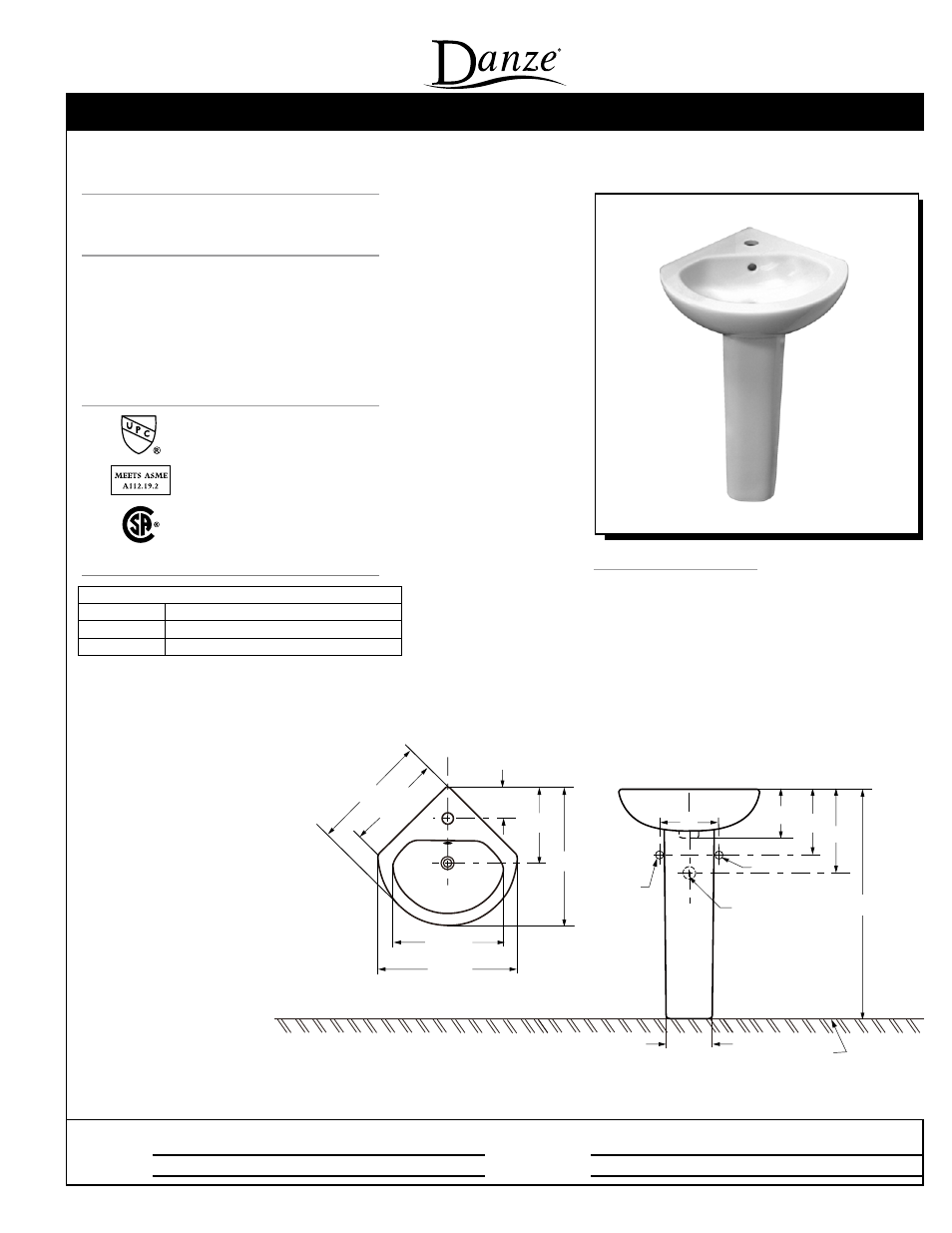 Danze DC066051-DC068110 User Manual | 1 page