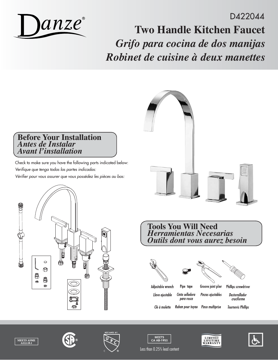 Danze D422044 - Installation Manual User Manual | 7 pages