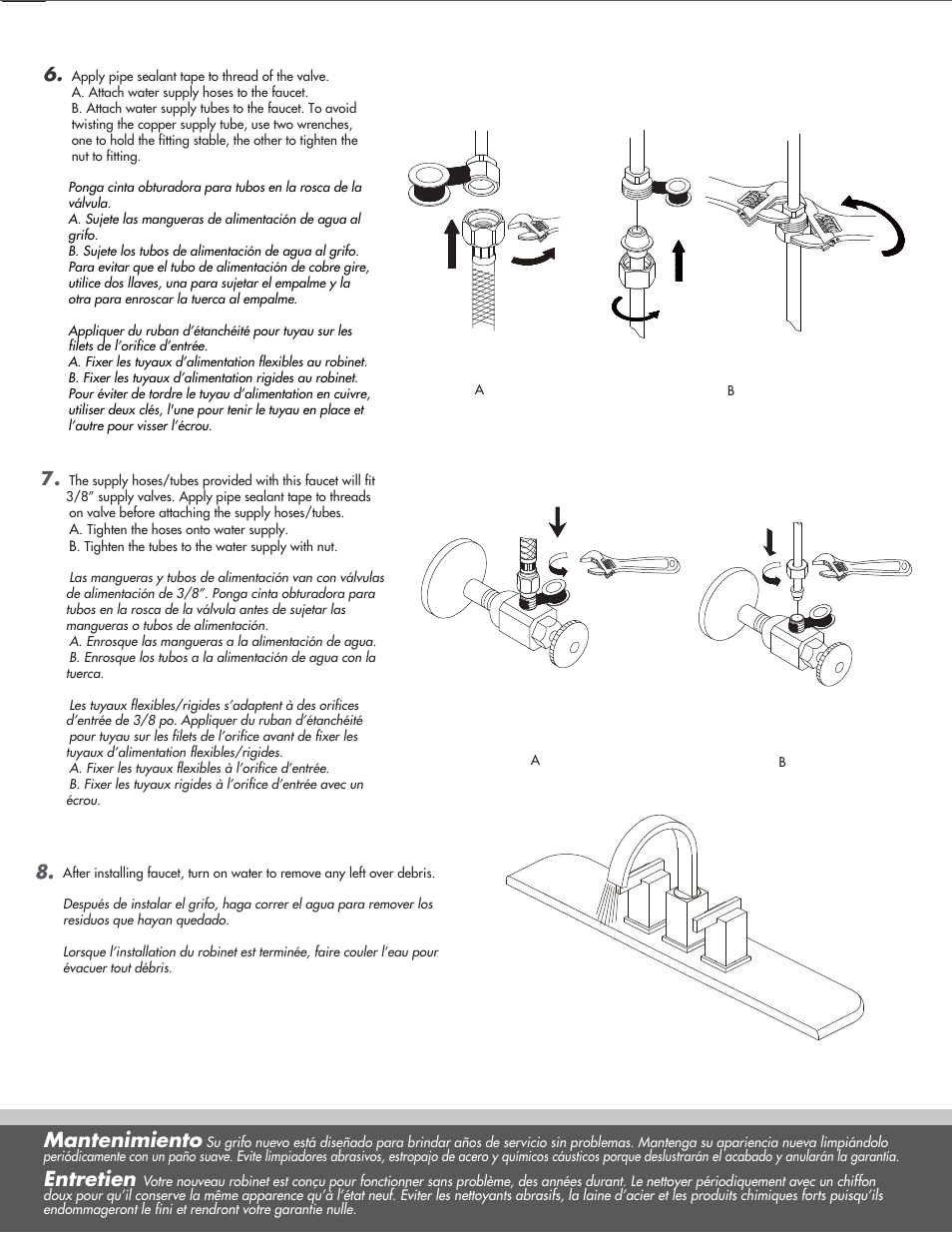 Mantenimiento, Entretien | Danze D304044 - Installation Manual User Manual | Page 5 / 8
