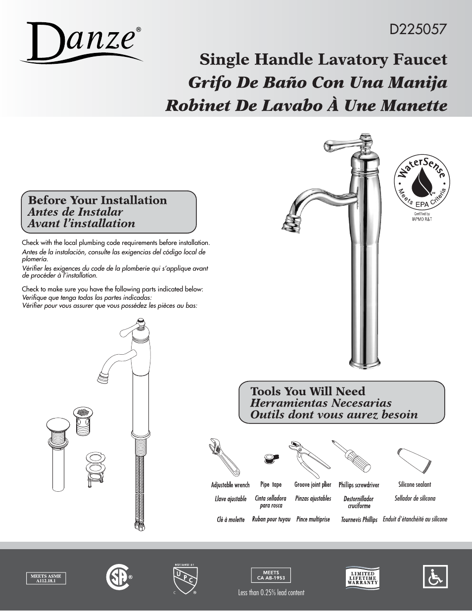 Danze D225057 - Installation Manual User Manual | 4 pages