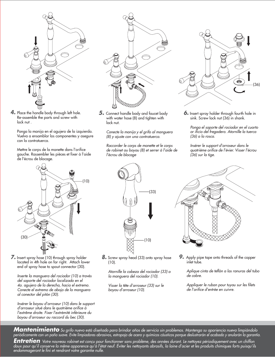 Mantenimiento, Entretien | Danze D414357 - Installation Manual User Manual | Page 3 / 6
