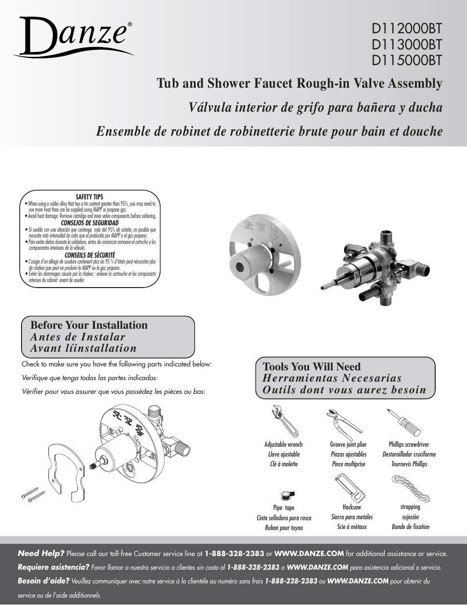 Danze D115000BT - Installation Manual User Manual | 10 pages
