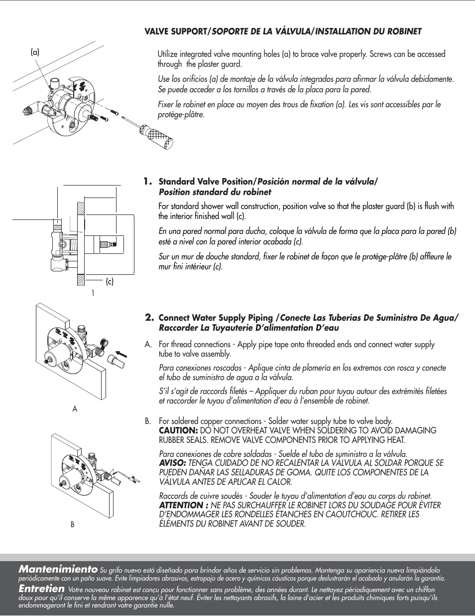 Mantenimiento, Entretien | Danze D115000BT - Installation Manual User Manual | Page 3 / 10