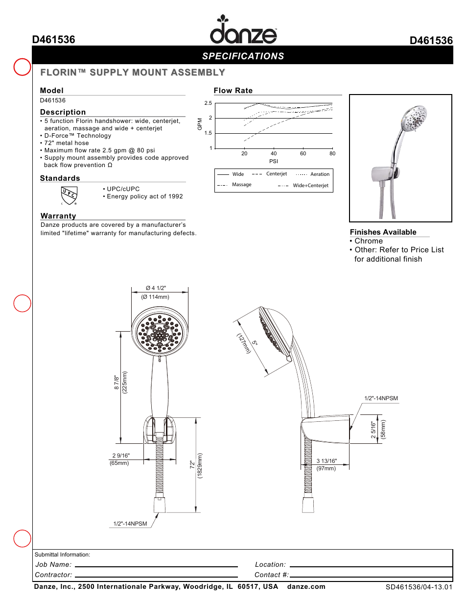 Danze D461536 User Manual | 1 page