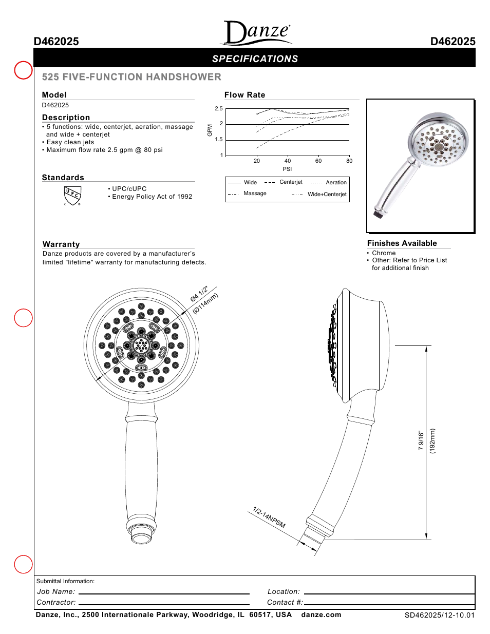 Danze D462025 User Manual | 1 page