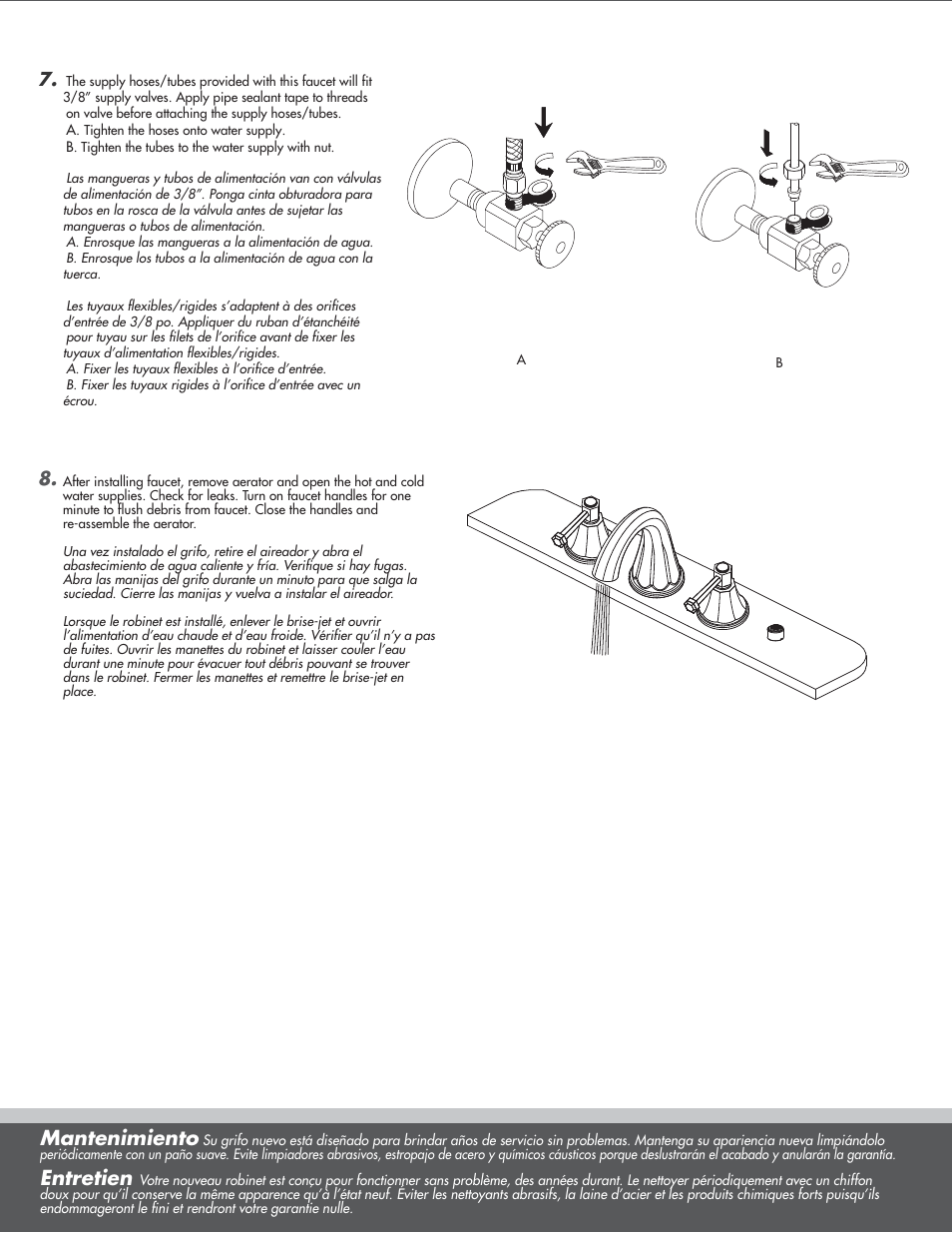 Mantenimiento, Entretien | Danze D304268 - Installation Manual User Manual | Page 5 / 8