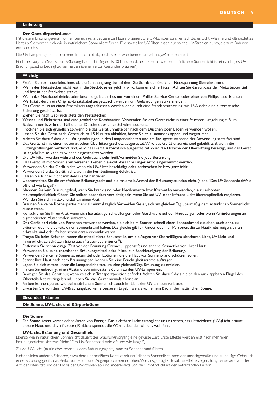 Deutsch 9 | Philips HB953 User Manual | Page 9 / 36