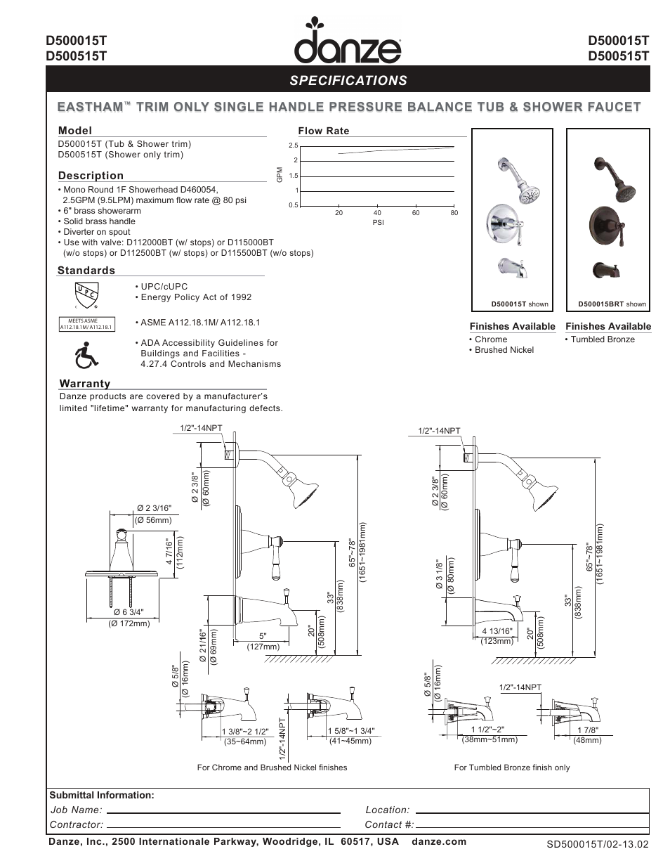 Danze D500515T User Manual | 1 page